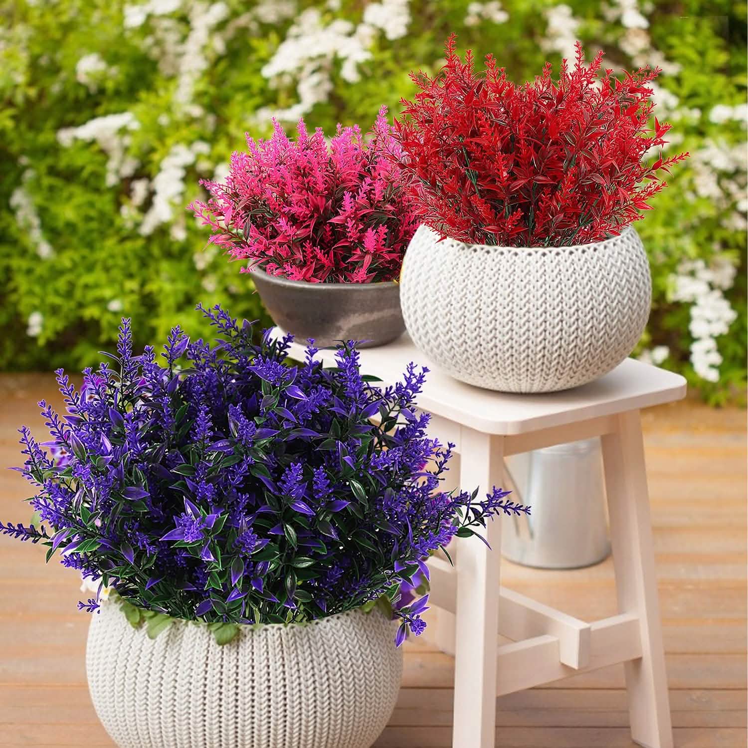 BowLift | 8 Bundles Artificial Lavender Plastic Flowers Decorations