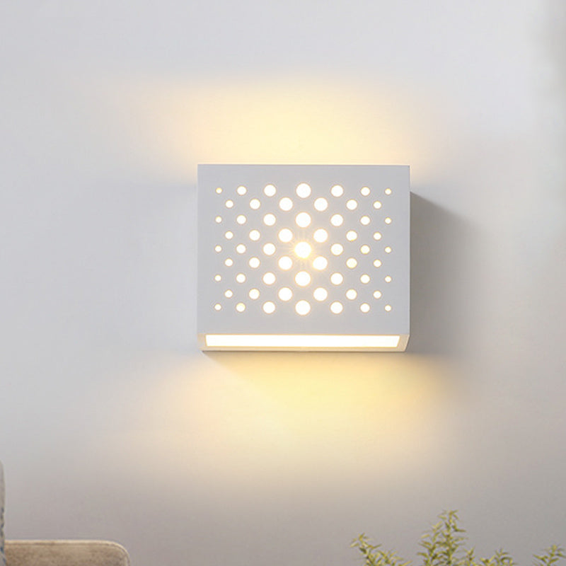 BowLift | White Laser-Cut Box Shaped Wall Light Sconces Modernism 1 Head Plaster LED Wall Lamp