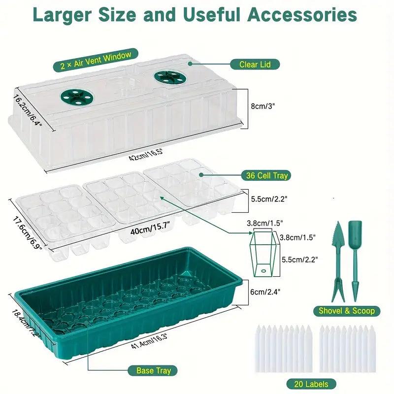 BowLift | Indoor Seed Starter Kit with LED Grow Light & Adjustable Humidity Dome – 36-Cell Tray for Home Gardening