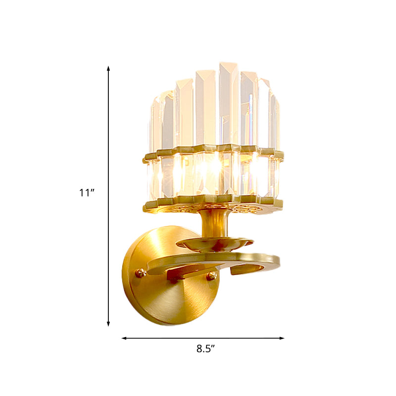 BowLift | Round Living Room Wall Light Postmodern Crystal Block 1 Bulb Gold Wall Mounted Lamp