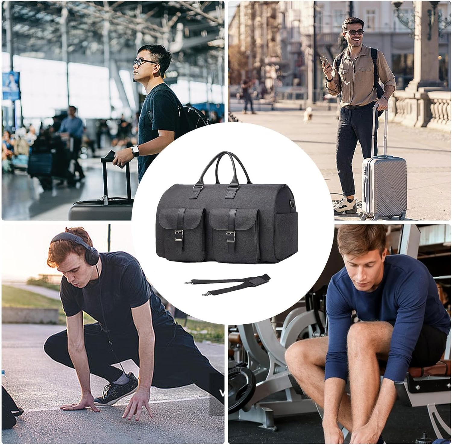 BowLift | Garment Duffel Weekender Bag – Foldable Carry-On Suit Bag for Men