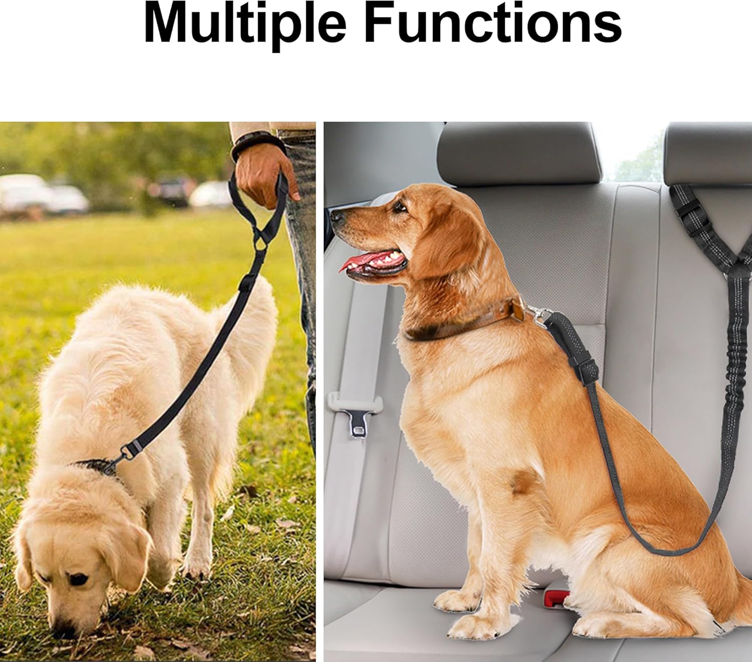BowLift | Adjustable Reflective 2-in-1 Dog Car Seatbelt Tether with Headrest Restraint