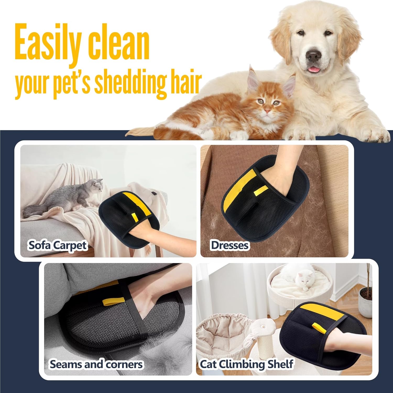 BowLift | FurEase – Pet Hair Removal Glove for All Coat Types | Gentle Grooming & Shedding Solution