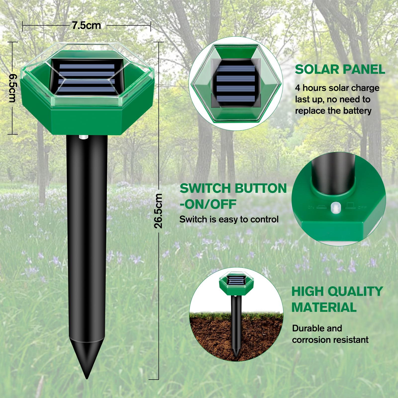 BowLift | Ultrasonic Mole Repellent 4 Pack