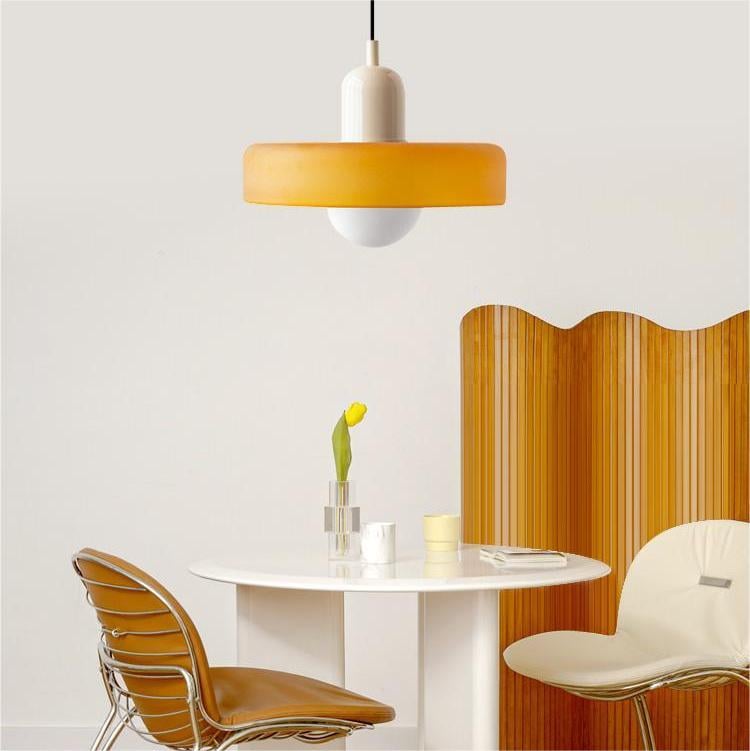 BowLift | Coloured Glass Pendant Light – Elegant Bauhaus-Style Hanging Lamp for Living Room & Dining Area