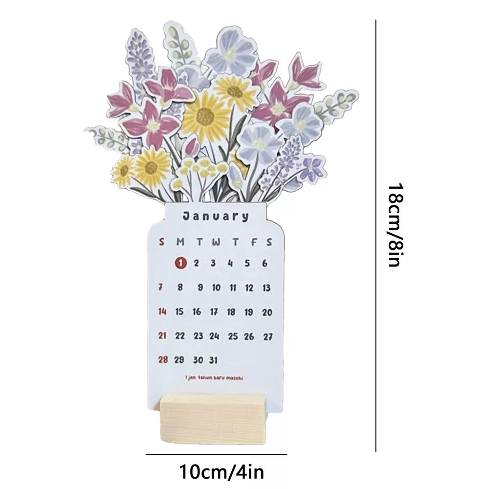 BowLift | 2025 Bloomy Flowers Desk Calendar Decorative & Functional Planner