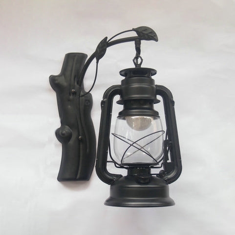 BowLift | Clear Glass Lantern Wall Lamp Coastal Style 1 Light Living Room Lighting Unit in Black/Bronze/Copper