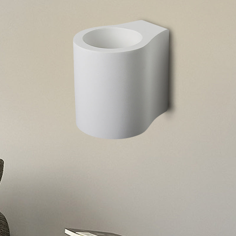 BowLift | White Finish Cylinder Flush Wall Lamp Simple 1 Bulb Plaster LED Up-Down Wall Lighting