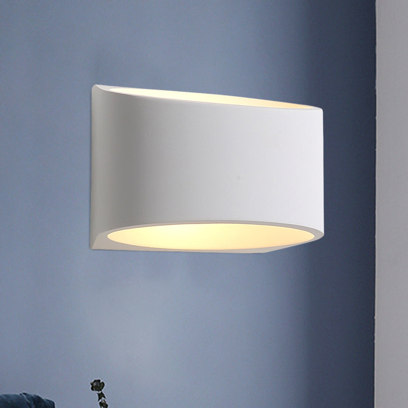 BowLift | Round Plaster LED Wall Light Minimalism 1 Light White Wall Mount Lamp for Hallway