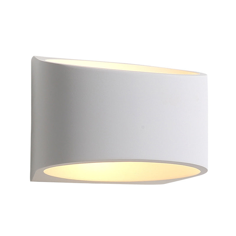 BowLift | Round Plaster LED Wall Light Minimalism 1 Light White Wall Mount Lamp for Hallway
