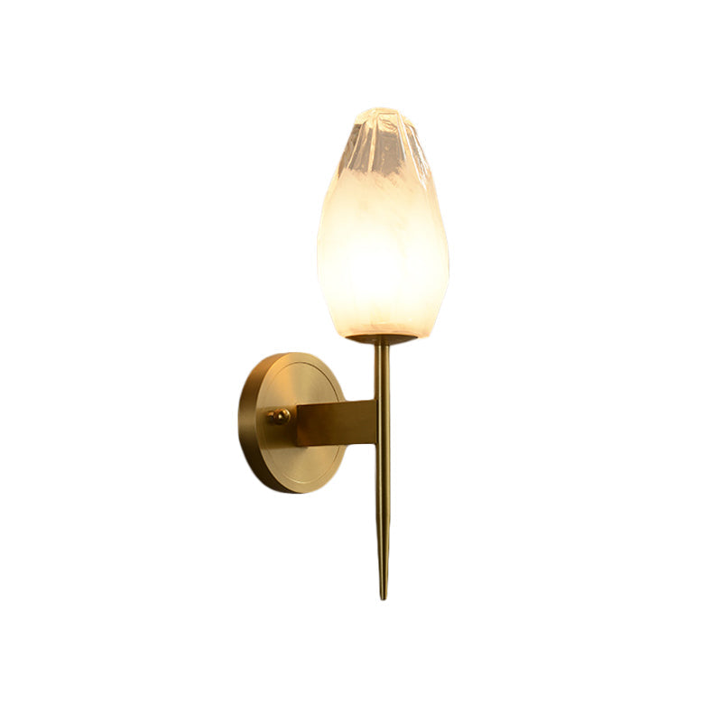 BowLift | Diamond LED Wall Light Post-Modern Clear Glass 1-Head Brass Wall Light for Nightstand