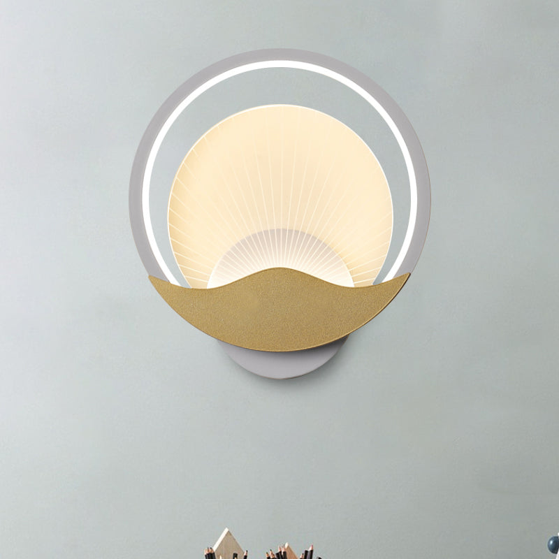 BowLift | Ring Nightstand Wall Light Metal LED Modern Wall Light Fixture with Panel from Acrylic Shade in Black-Gold/White-Gold, White/Warm Light