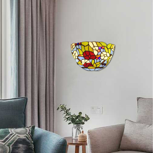 BowLift | Tiffany Flowers Wall Lamp Light Protected Glass Indoor Wall Mount Light for Living Room