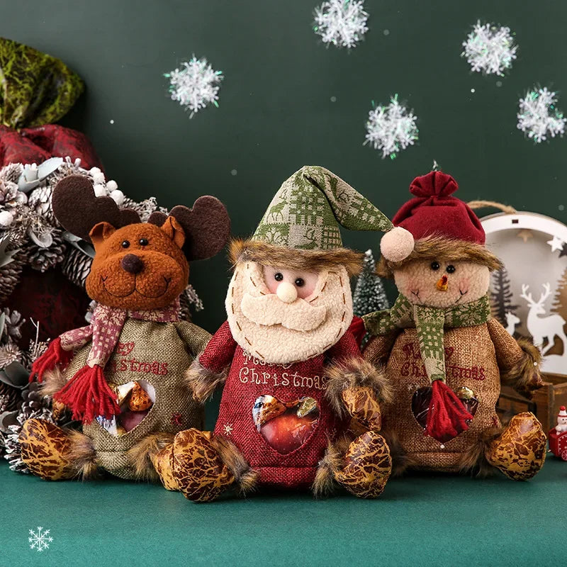 BowLift | Christmas Gift Bags | Santa & Snowman Design | Reusable Holiday Packaging | Cloth & Linen