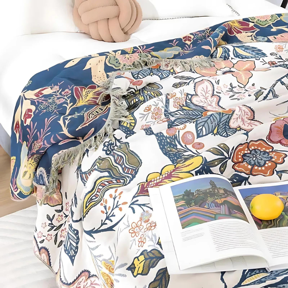 BowLift | Cotton Throw Blanket Floral Reversible Design