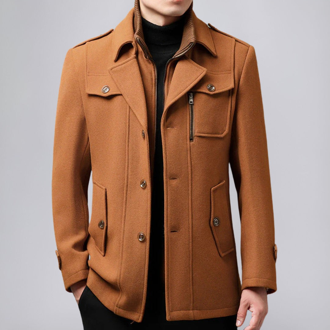 Wool Blend Trench Coat with Tailored Fit