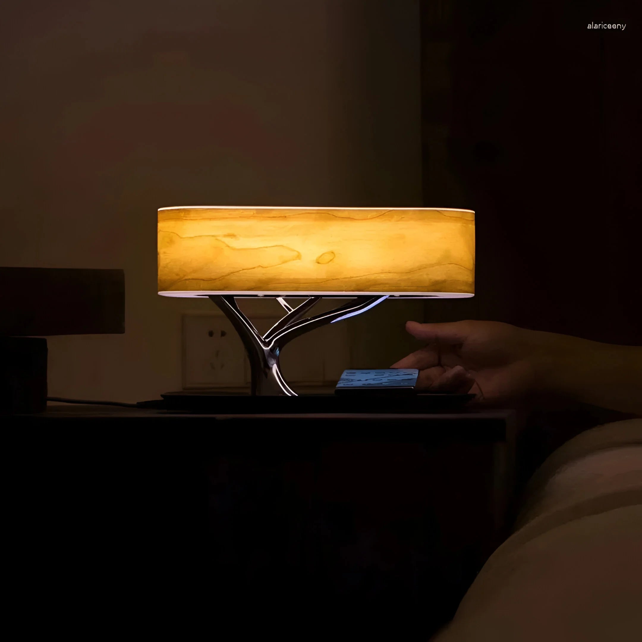 GlowSync – Table Lamp with Speaker & Wireless Charger