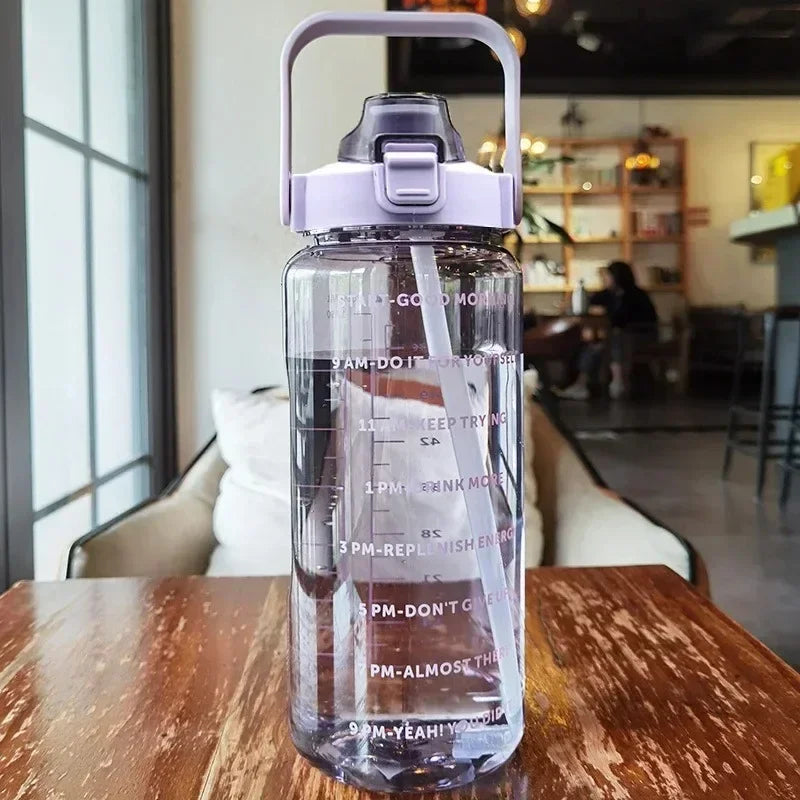 BowLift | 2L Portable Sports Water Bottle with Straw and Time Markings