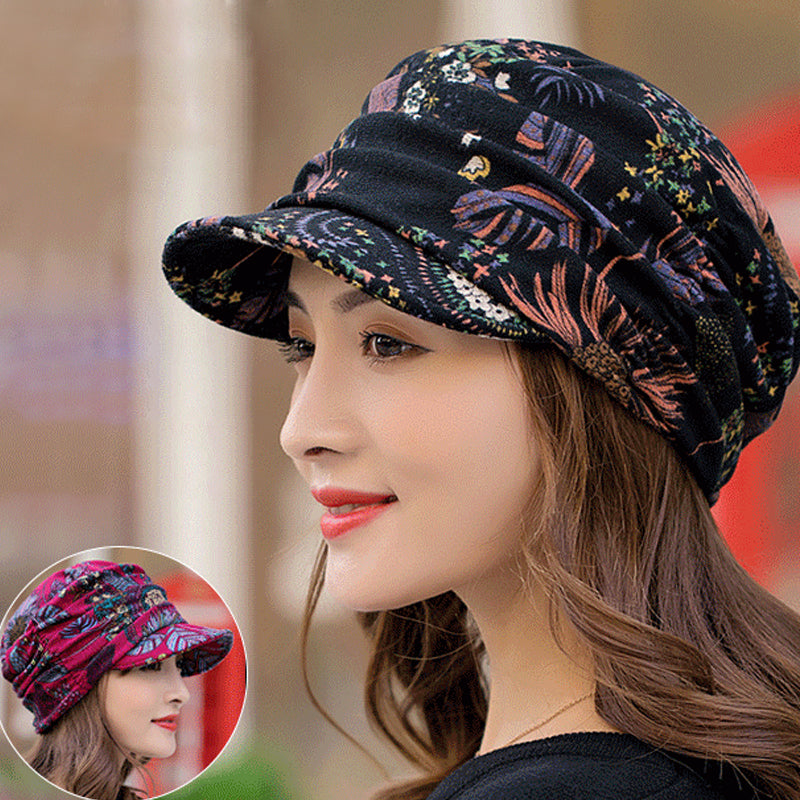 BowLift | Floral Pleated Short Brim Cap