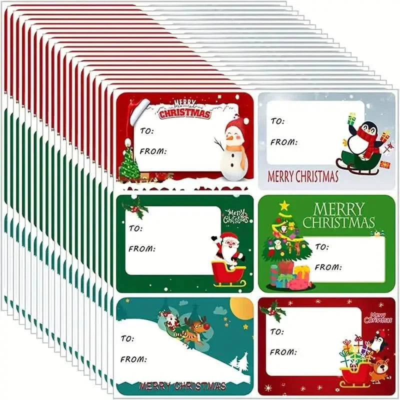 BowLift | 90 pieces: Christmas sticker tags - Self-adhesive with Christmas name tag