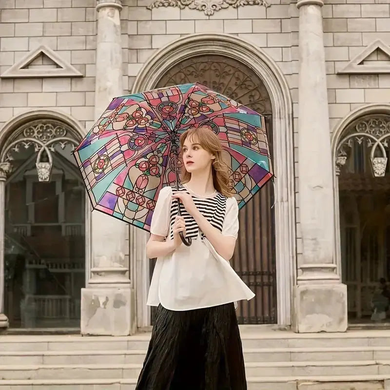 BowLift | Stained Glass Art Umbrella — Automatic Wind PRedection and Rain PRedection