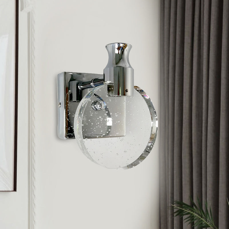 BowLift | Circle Wall Light Lighting Contemporary Crystal LED Surface Mounted Fixture for the Living Room in Silver