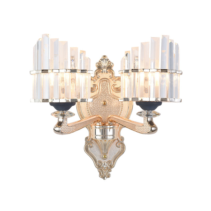 BowLift | Cone Shadow Wall Light Fixture Modernist 1/2-Light Crystal Rod Wall Lamps Idea for Living Room in Gold