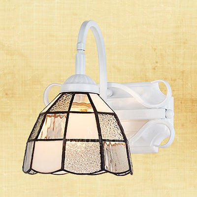 BowLift | White Step Wall Lamp Vintage Mosaic Glass 1 Light Wall Mount Fixture for Staircase