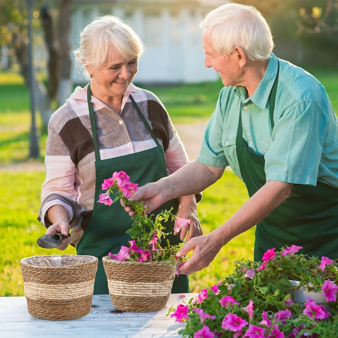 BowLift | Decorative plant baskets made of seagrass in a set of 3 – Handwoven flower pots with foil insert
