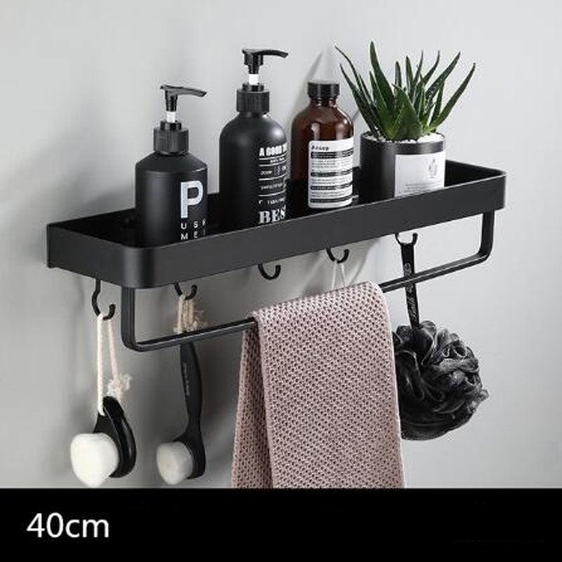 BowLift | Black bathroom shelf made of space aluminum for wall mounting