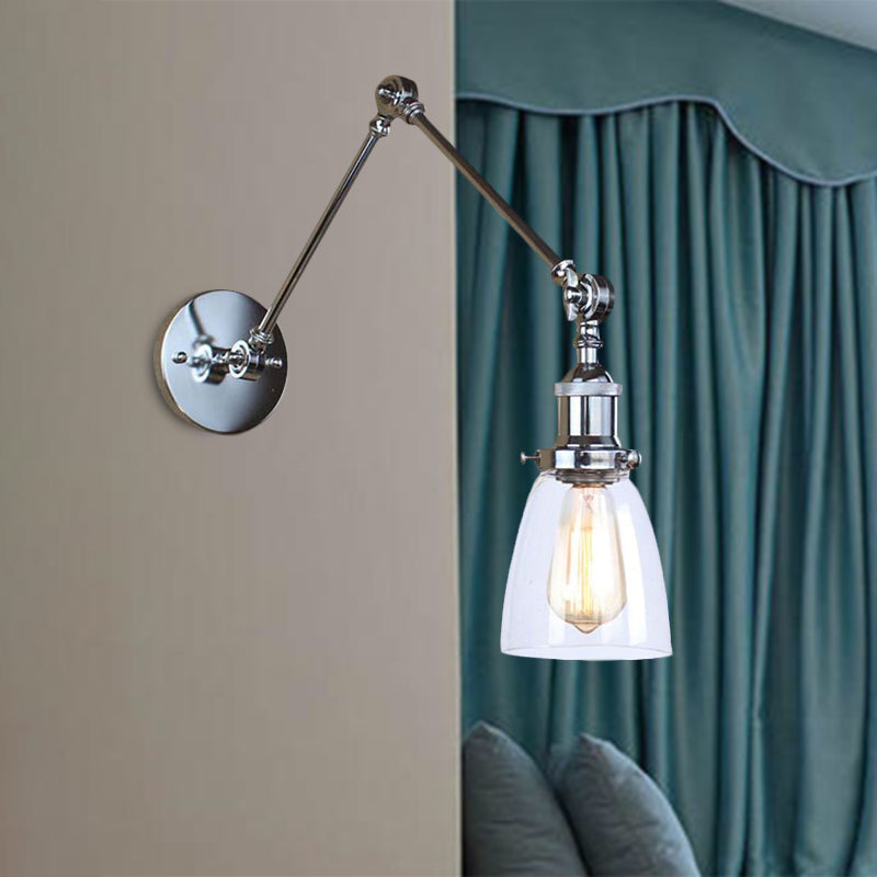 BowLift | Tapered Accent Wall Lamp Antique Clear Glass 1 Light Black/Silver/Brass Wall Lamp with Swingarm