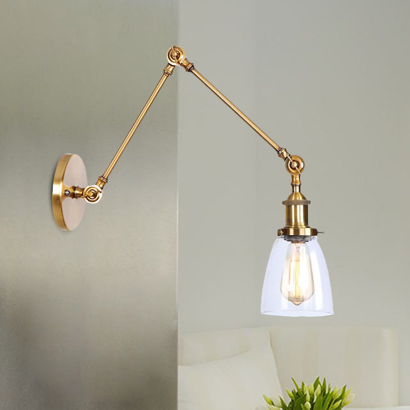 BowLift | Tapered Accent Wall Lamp Antique Clear Glass 1 Light Black/Silver/Brass Wall Lamp with Swingarm