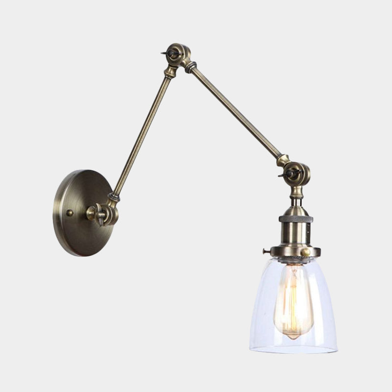 BowLift | Tapered Accent Wall Lamp Antique Clear Glass 1 Light Black/Silver/Brass Wall Lamp with Swingarm