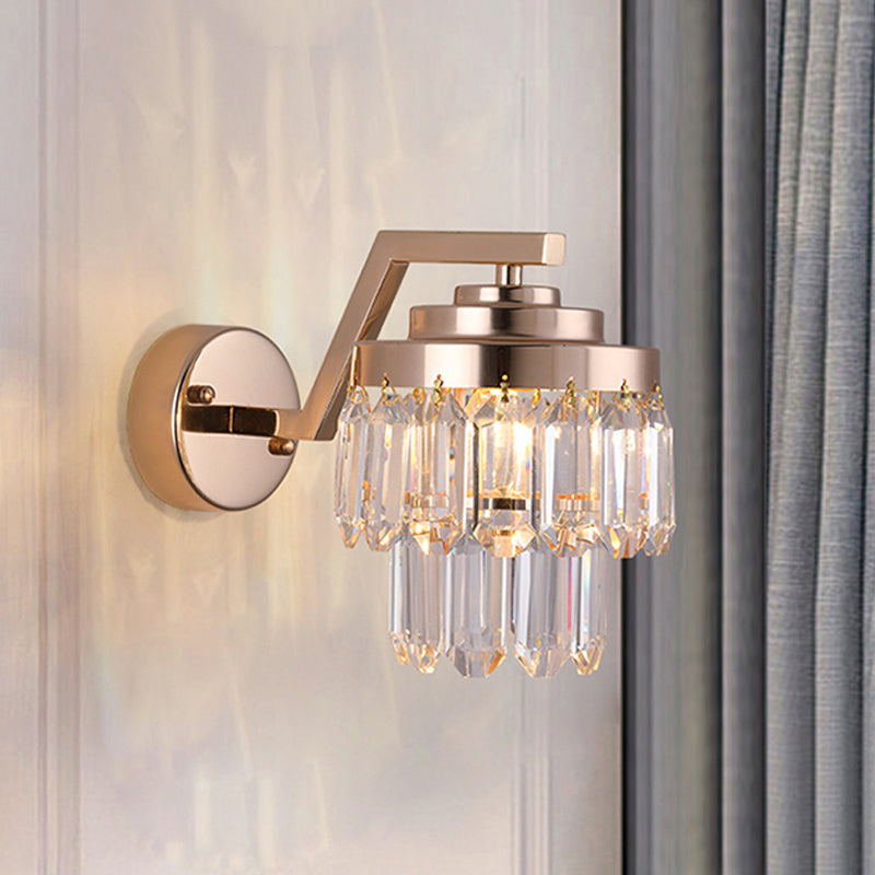 BowLift | Three-Sided Crystal Rod Gold Wall Light 2 Levels Single Bulb Postmodern Wall Mount Lighting Fixtures