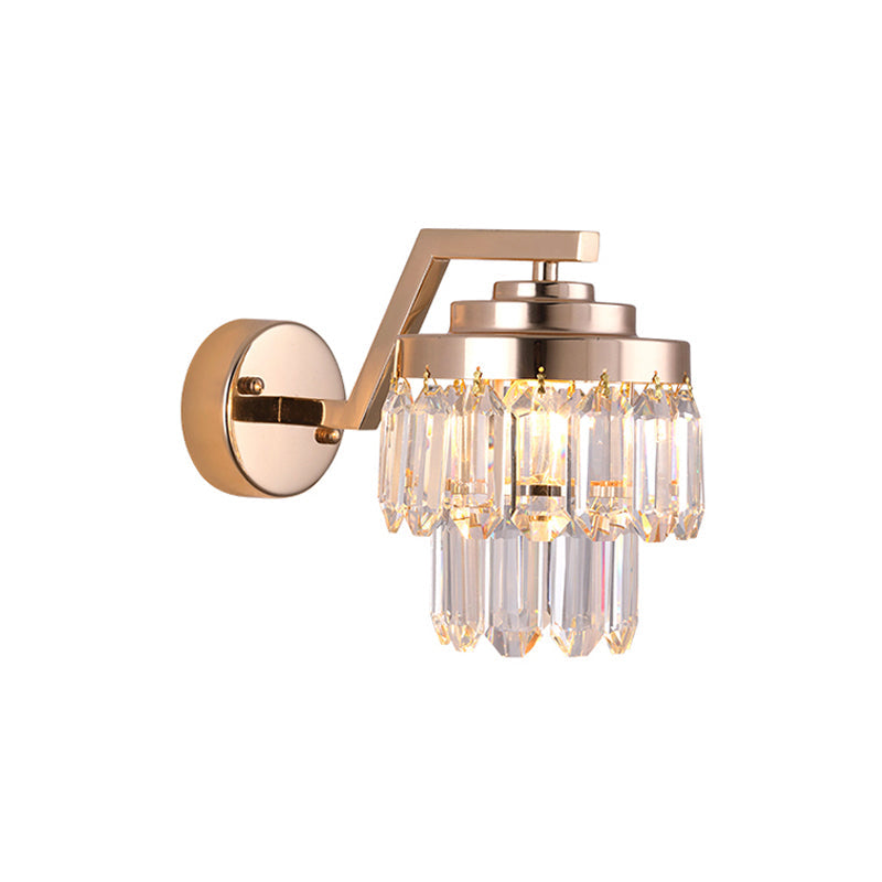 BowLift | Three-Sided Crystal Rod Gold Wall Light 2 Levels Single Bulb Postmodern Wall Mount Lighting Fixtures