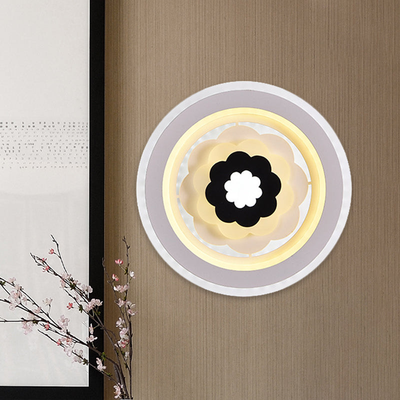 BowLift | Acrylic Round Wall Lamp Fixture Modern LED White Wall Mount Light for Nightstand