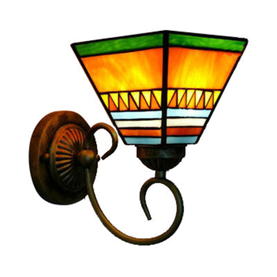 BowLift | Tiffany Rustic Craftsman Wall Lamp 1 Head Blown Glass Wall Lamp in Orange for Hotel