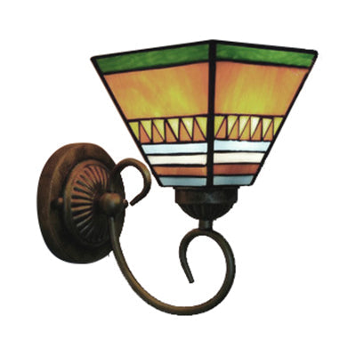 BowLift | Tiffany Rustic Craftsman Wall Lamp 1 Head Blown Glass Wall Lamp in Orange for Hotel