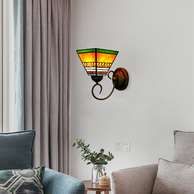BowLift | Tiffany Rustic Craftsman Wall Lamp 1 Head Blown Glass Wall Lamp in Orange for Hotel