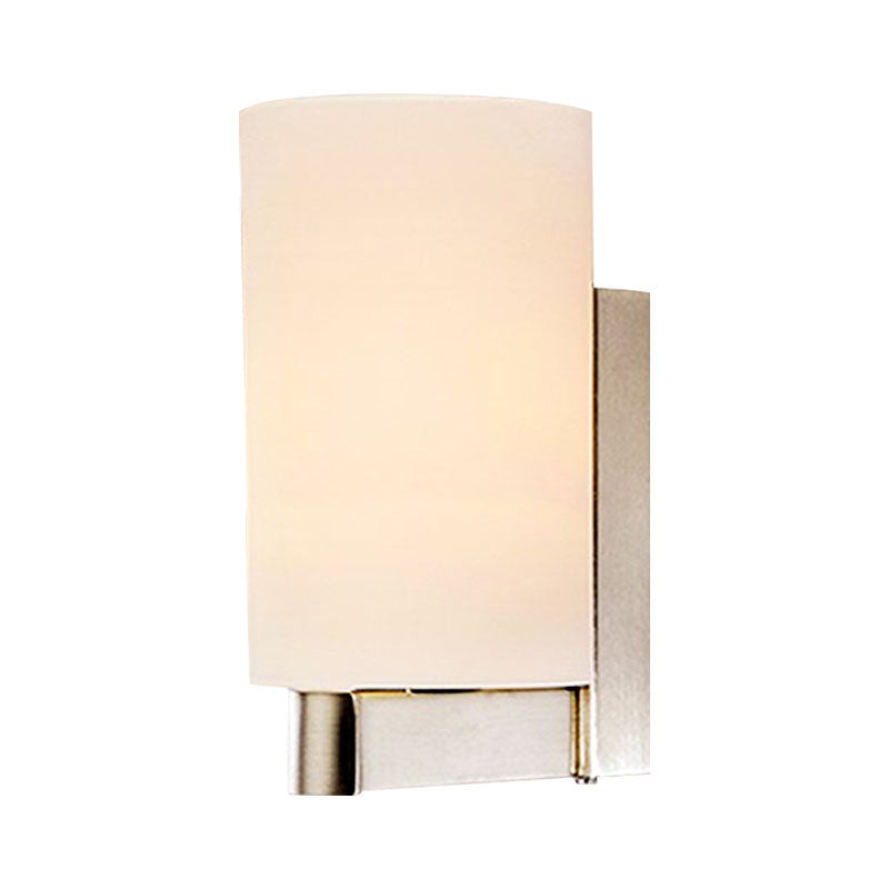 BowLift | White glass cylinder wall lamp Modern 1 light chrome wall light for hallway