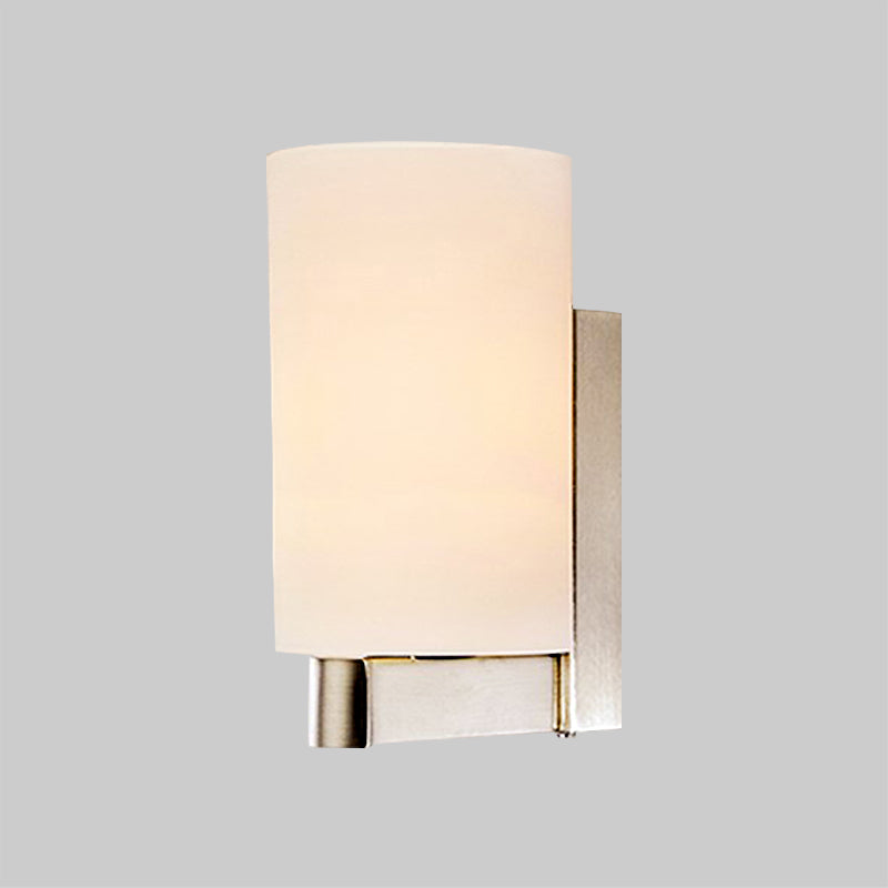 BowLift | White glass cylinder wall lamp Modern 1 light chrome wall light for hallway