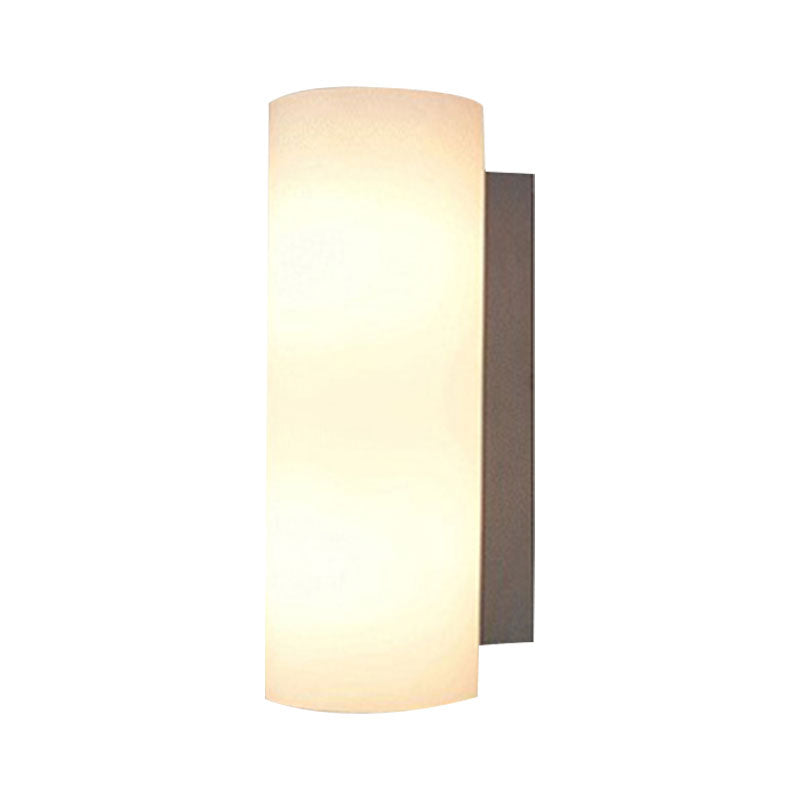 BowLift | Cylindrical Bedroom Wall Light White Glass 1 Light Modernist Wall Mount Light