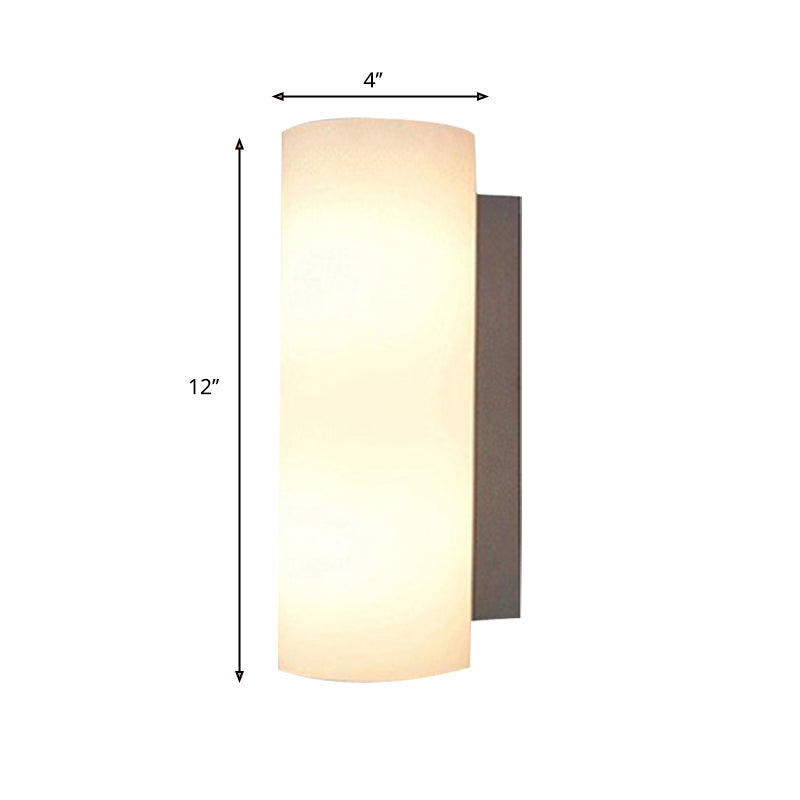 BowLift | Cylindrical Bedroom Wall Light White Glass 1 Light Modernist Wall Mount Light