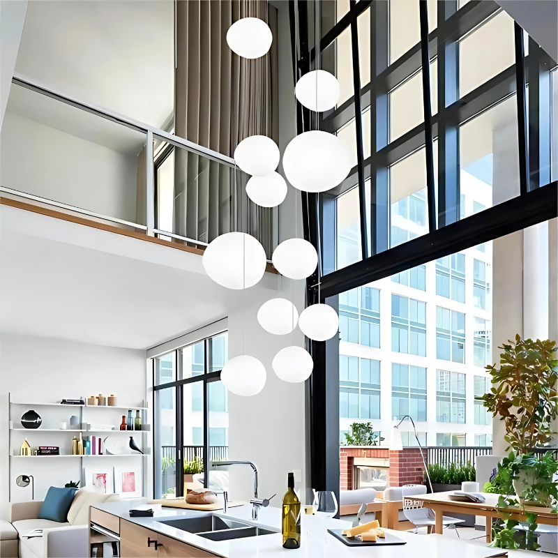 BowLift | GloStone | Elegant Glass Pebble Pendant Light