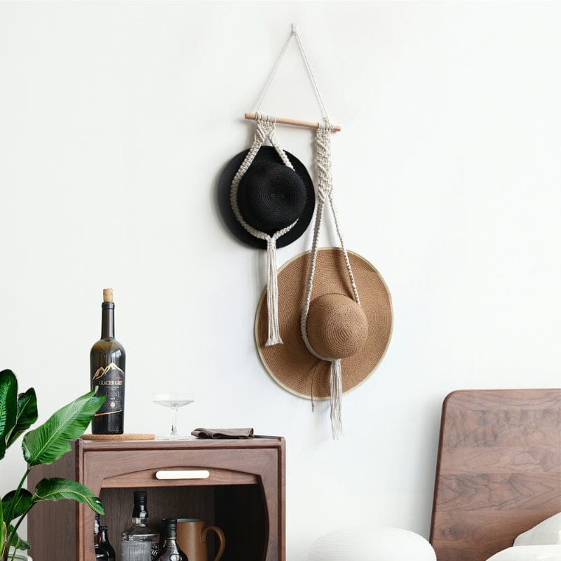 BowLift | Handmade Linen Decorative Boho Hat Rack For Wall Hanging
