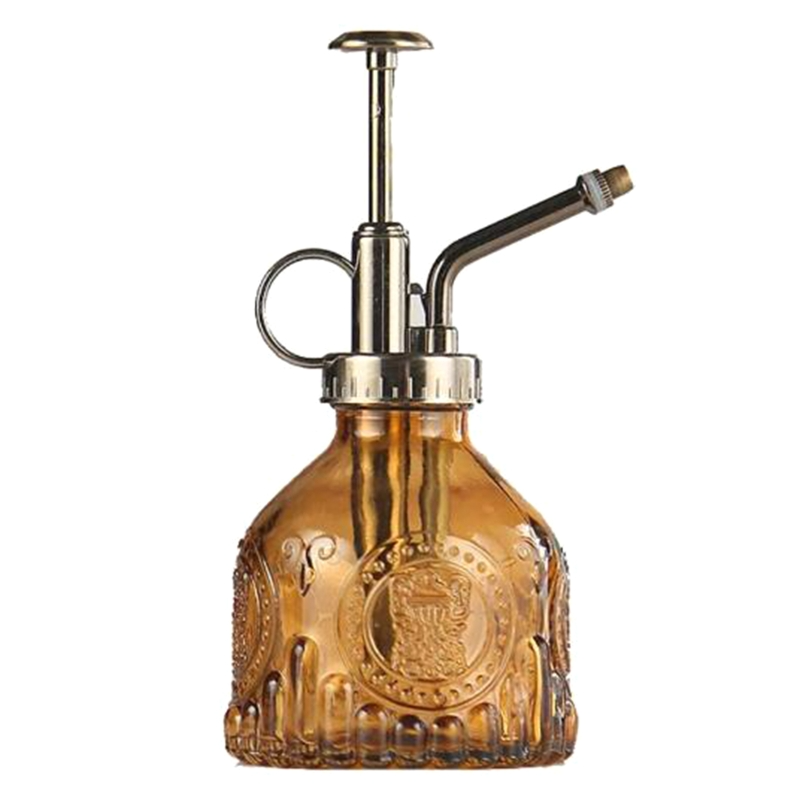 BowLift | Embossed glass bottle with metal nozzle – Plant sprayer for flower watering in vintage design