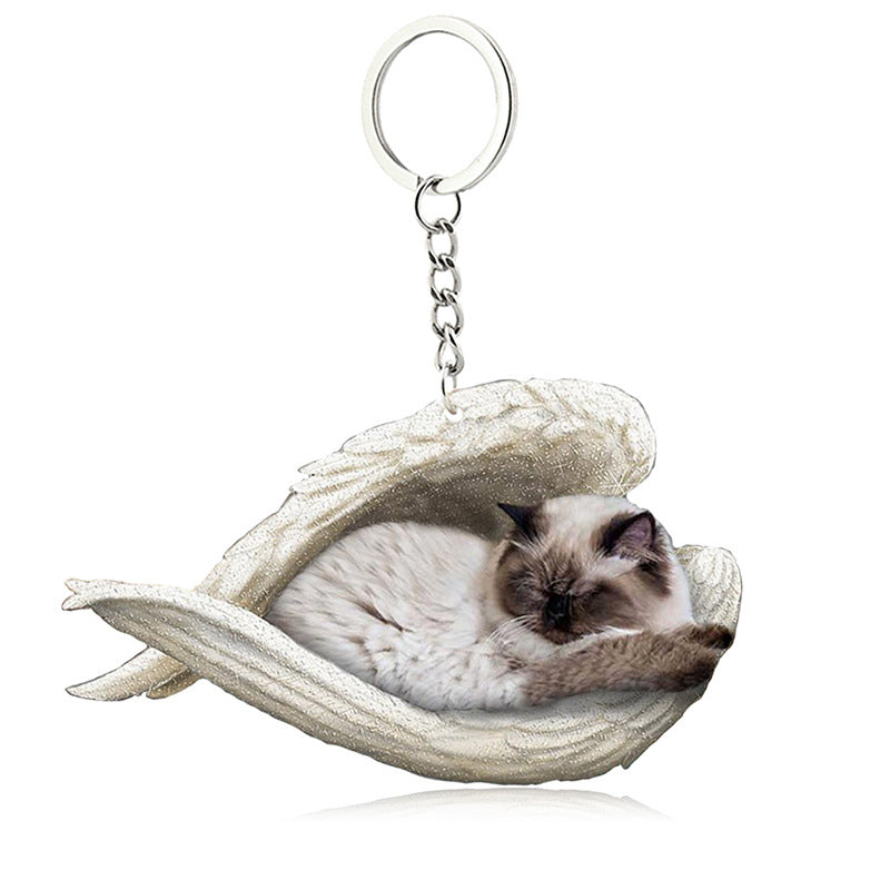BowLift | Acrylic Cat Angel Keychain