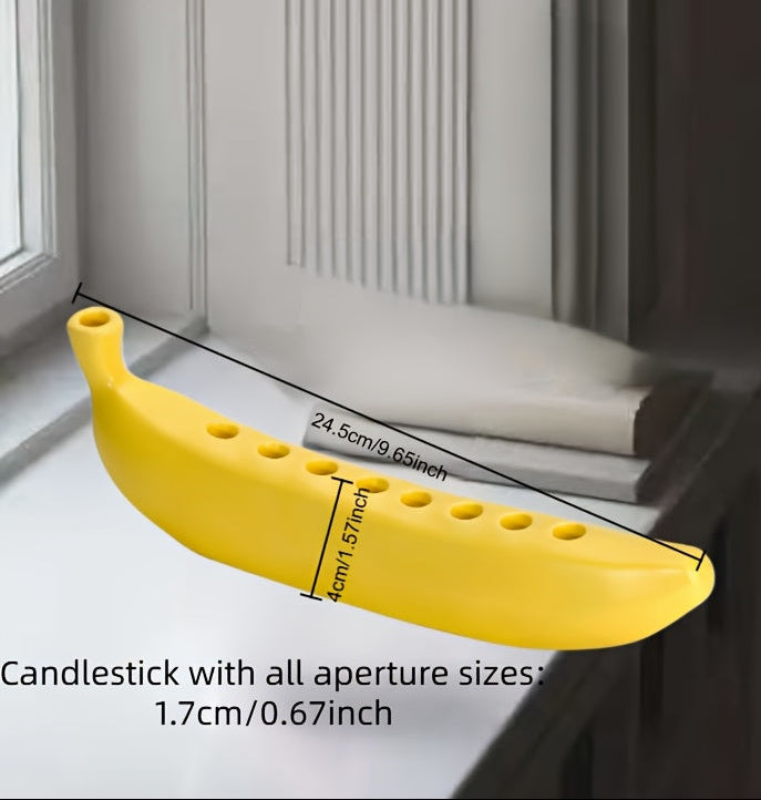 BowLift | Innovative Ceramic Banana Decorative Candlestick - Fun Candlestick for Hanukkah, Unique Banana Theme Candlestick for Enthusiasts, Parties, Home Lighting, Also Suitable for Christmas, Valentine's Day, Easter, Thanksgiving, Hanukkah Festival Gifts