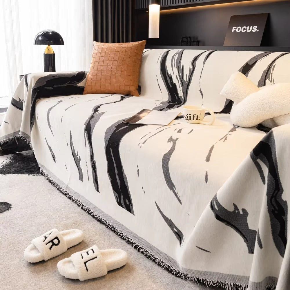 BowLift | Abstract Brushstroke Chenille Sofa Cover