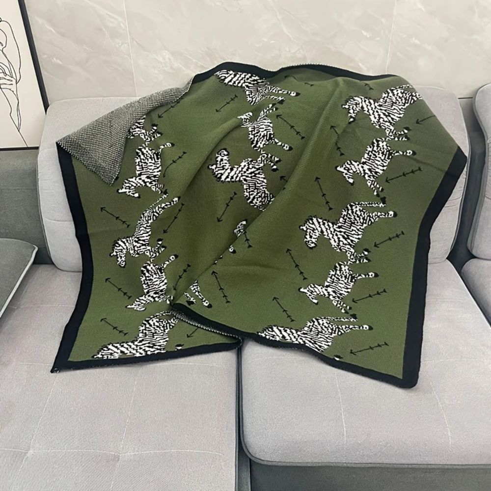 BowLift | Acrylic Vintage Wild Zebra Knitted Blanket